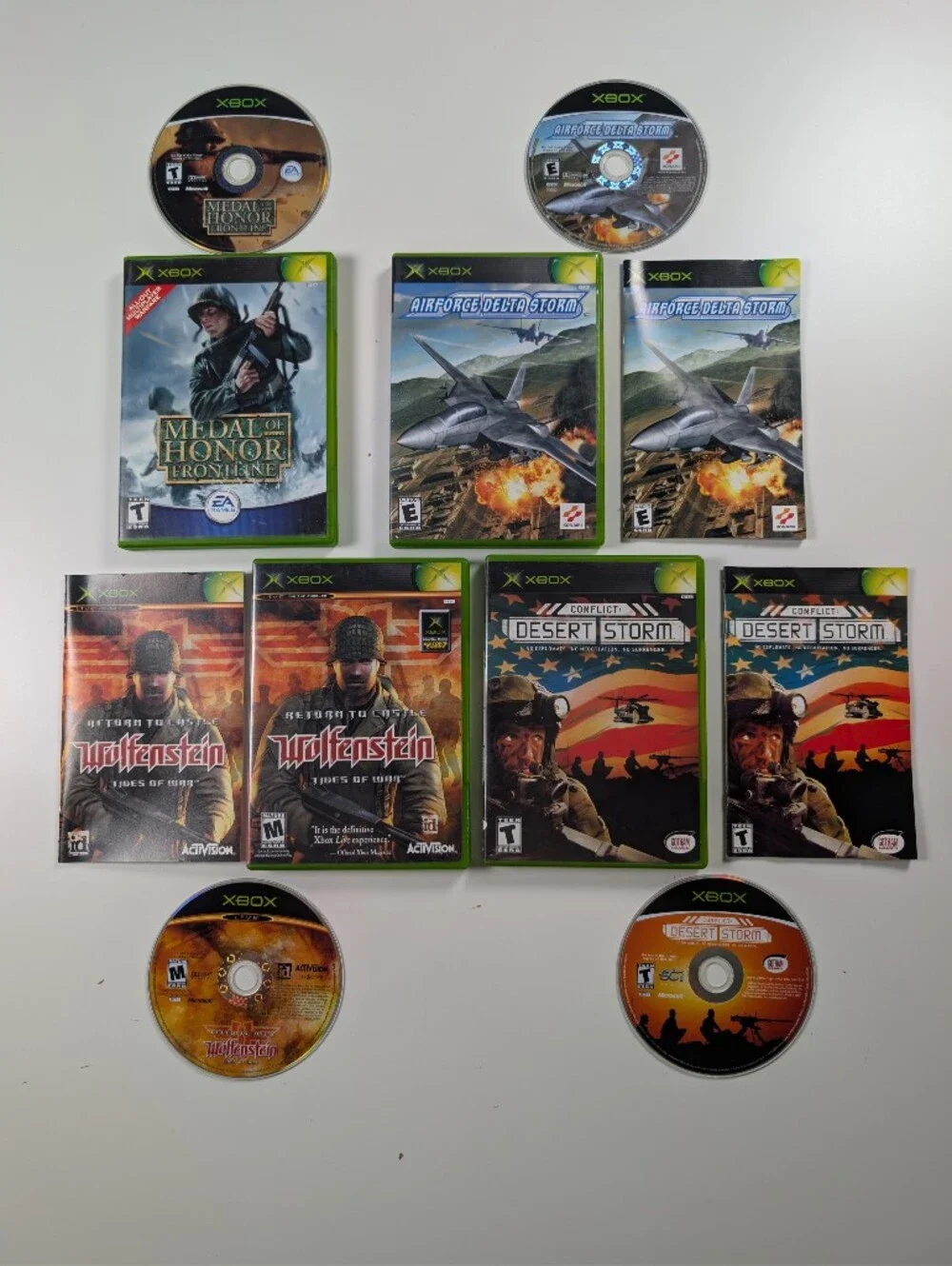 Lot of 4 Original Xbox Games Medal of Honor Wolfenstein Desert Storm CIB